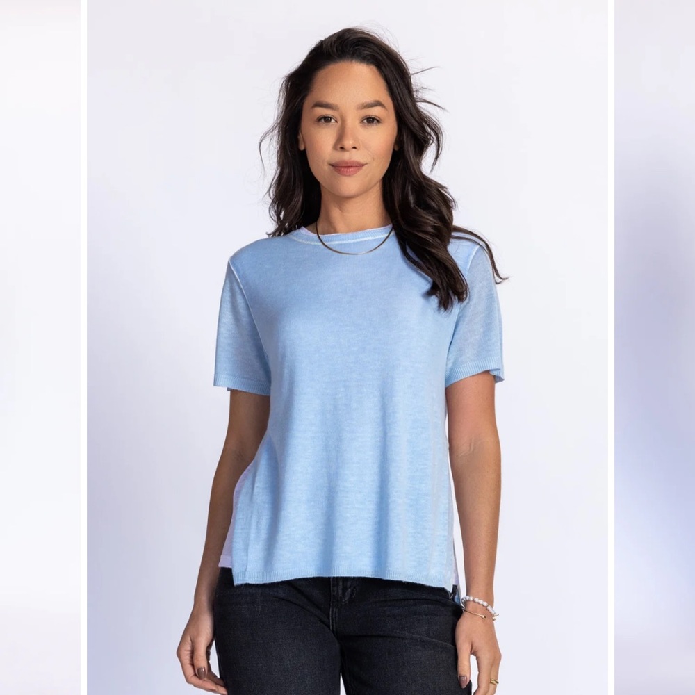 Relaxed Light Blue Short Sleeve double layered Women's Tee